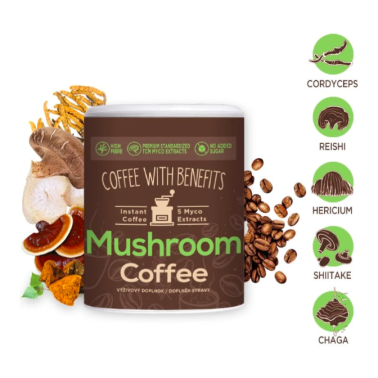 TCM Mushroom COFFEE 90g Skořice, Cordyceps, Reishi, Hericium, Shiitake, Chaga